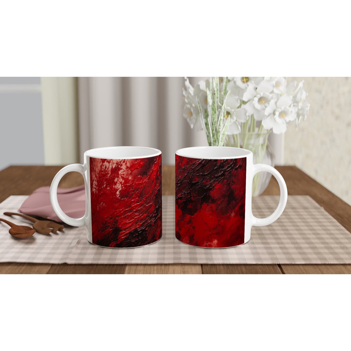 White 11oz Ceramic Mug Textured Spatter